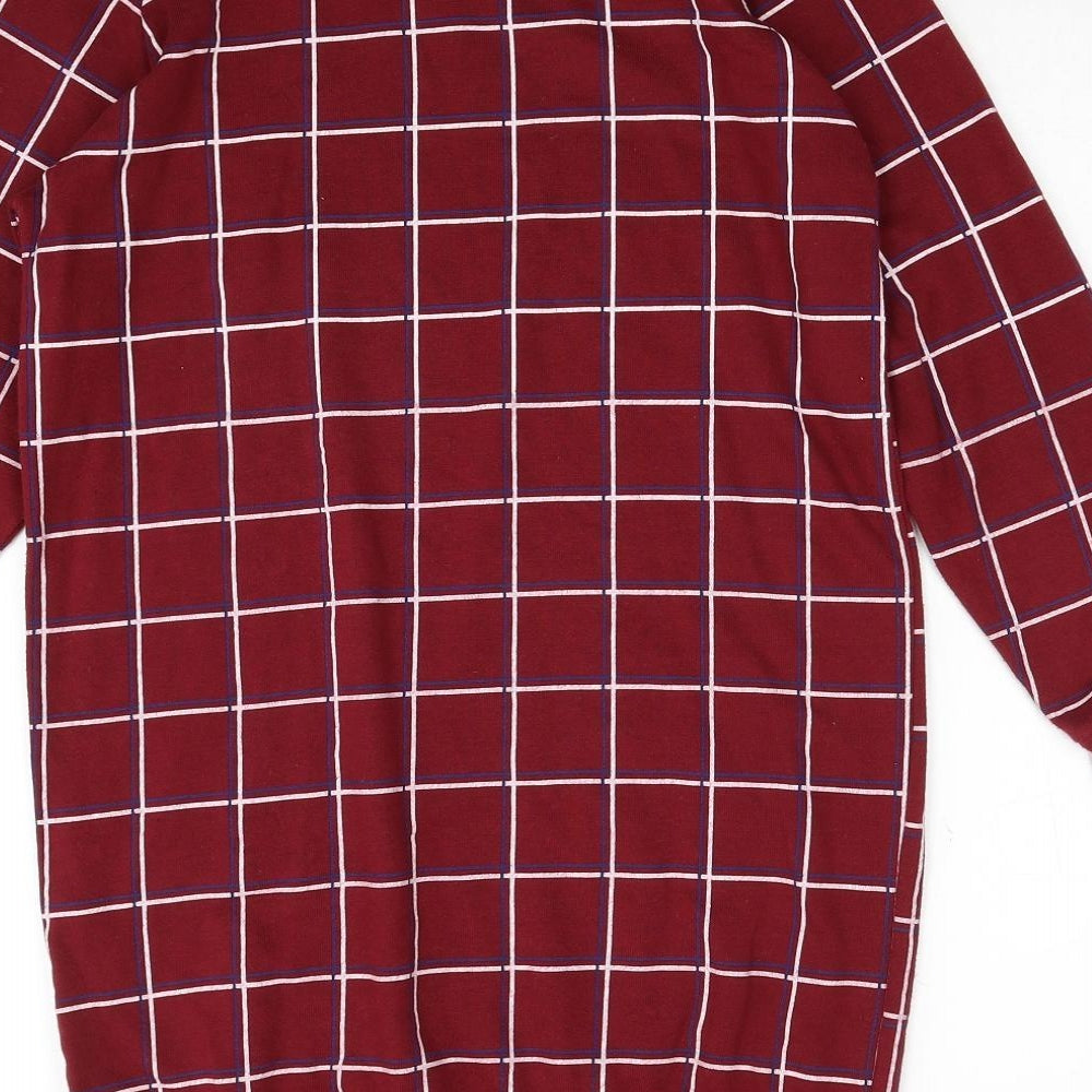 Preworn Womens Red Check Polyester Pullover Sweatshirt Size M Pullover - London