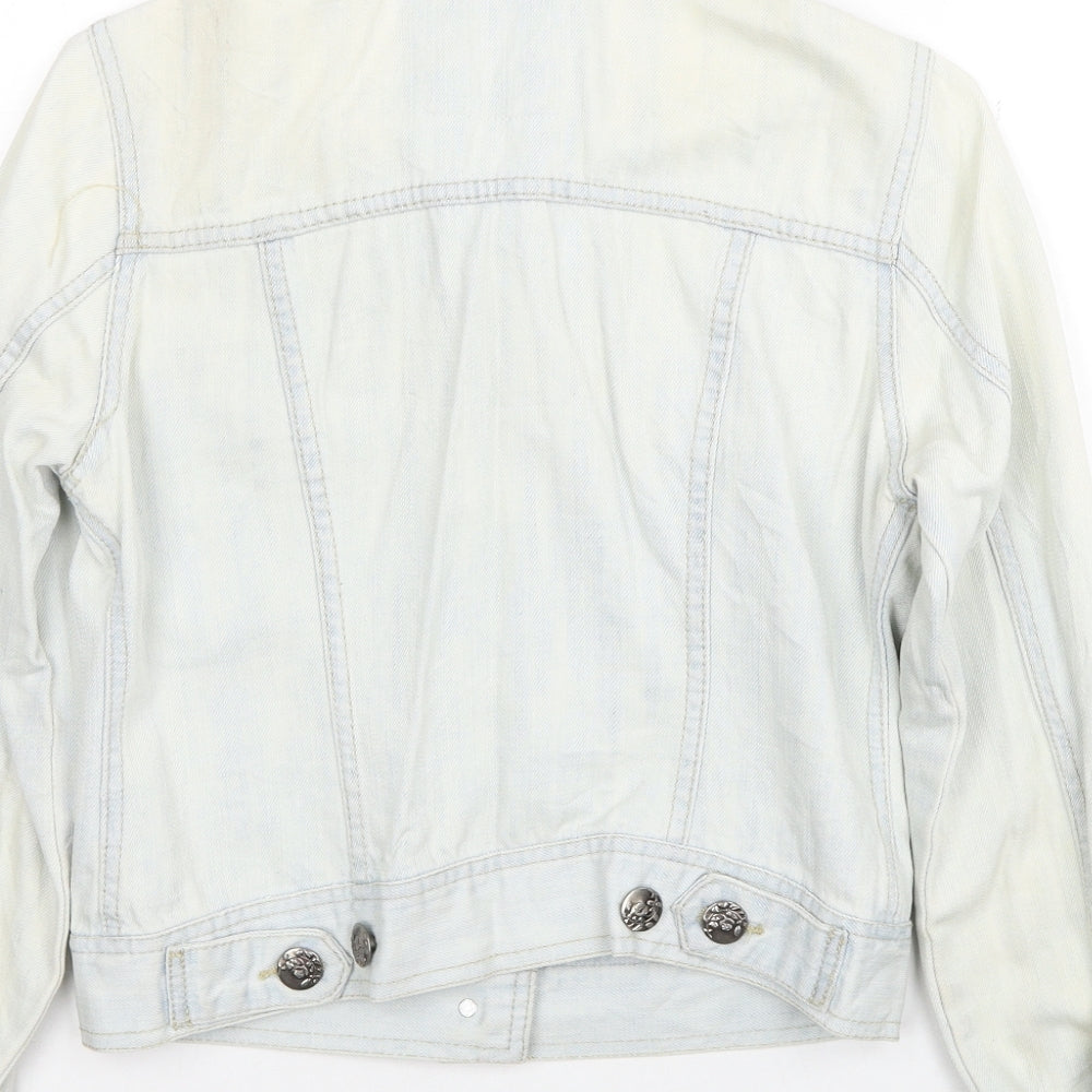 Denim & Co. Womens Blue Jacket Size 8 Button