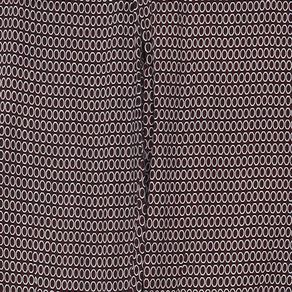 Dorothy Perkins Womens Red Geometric Cotton Trousers Size 8 Regular Zip