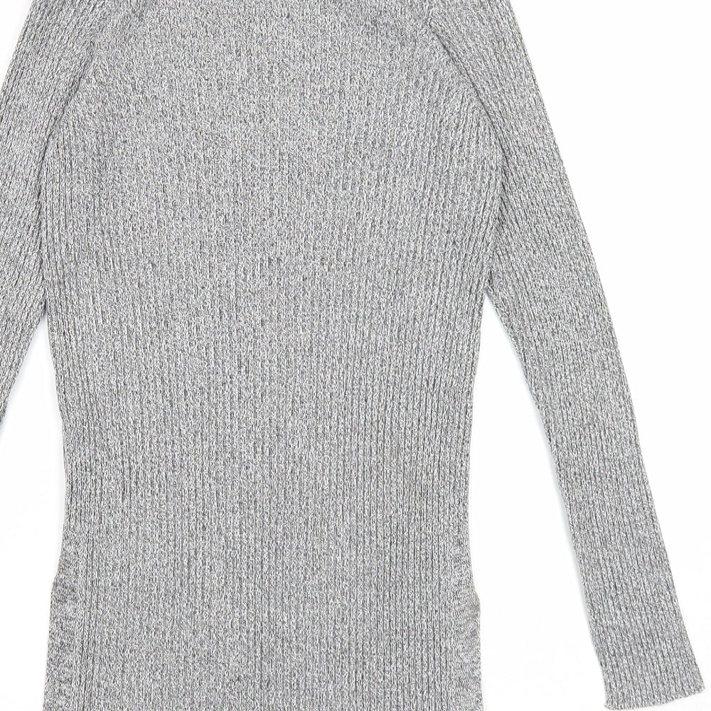 Topshop Womens Grey Round Neck Viscose Pullover Jumper Size 8