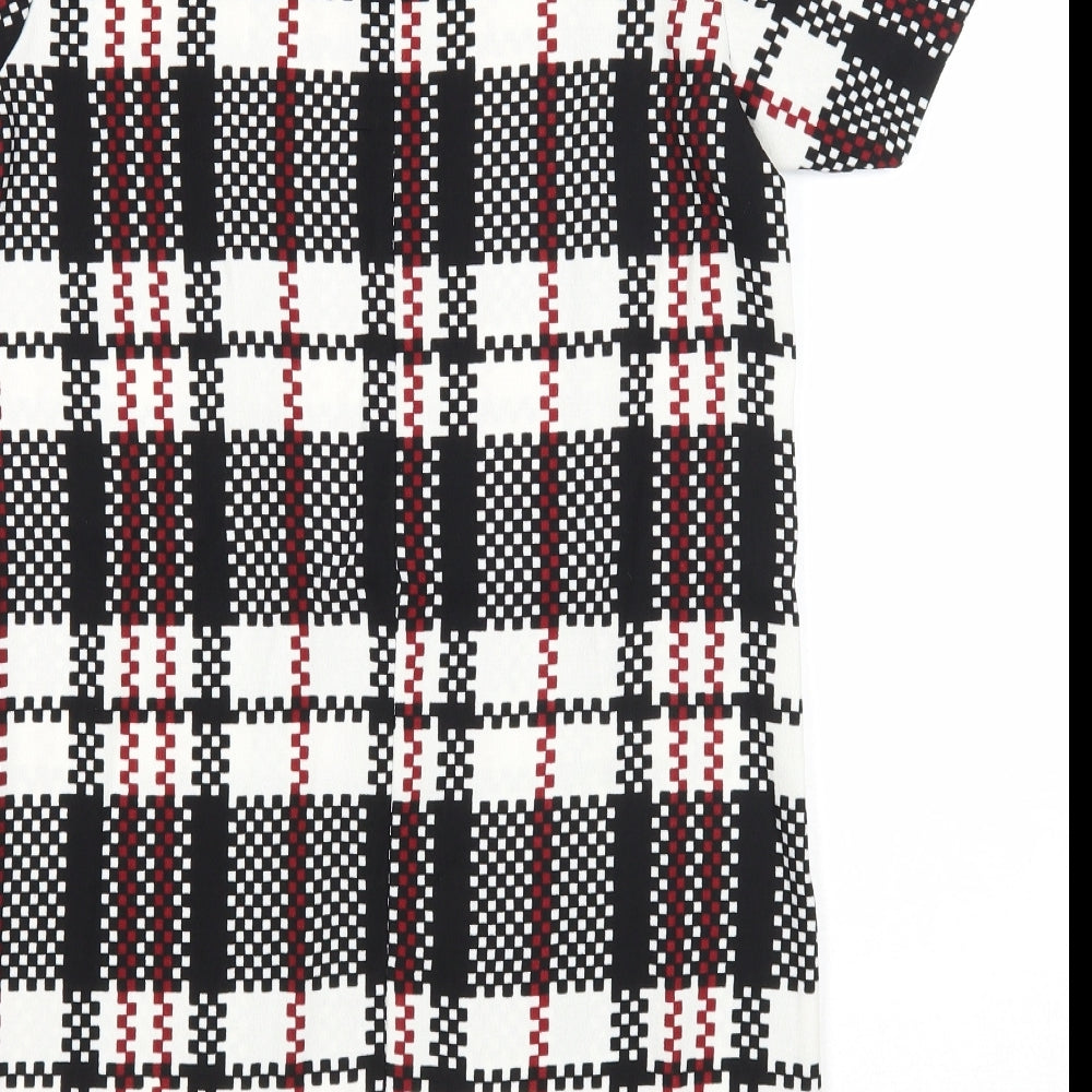 Vera & Lucy Womens Multicoloured Plaid Polyester Shift Size M Scoop Neck Zip