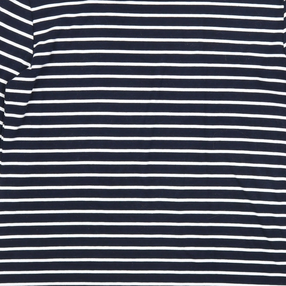Max Womens Blue Striped Cotton Basic Blouse Size S Scoop Neck - Bell Sleeve