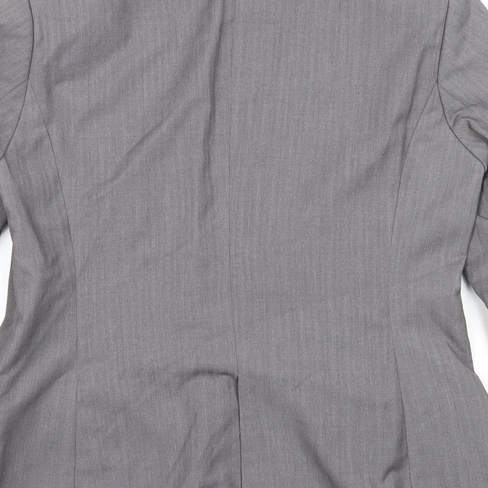 Denim & Co. Womens Grey Jacket Blazer Size 12 Button