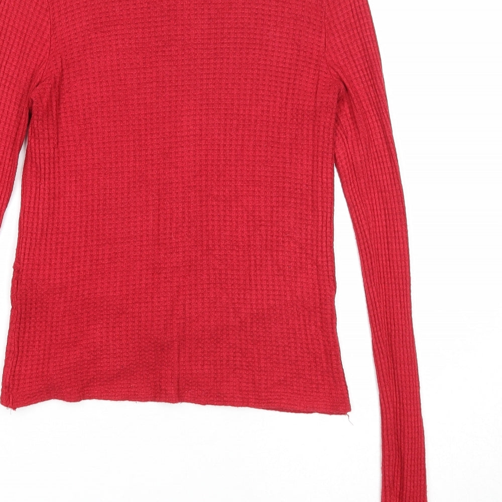 Topshop Womens Red Round Neck Viscose Pullover Jumper Size 10