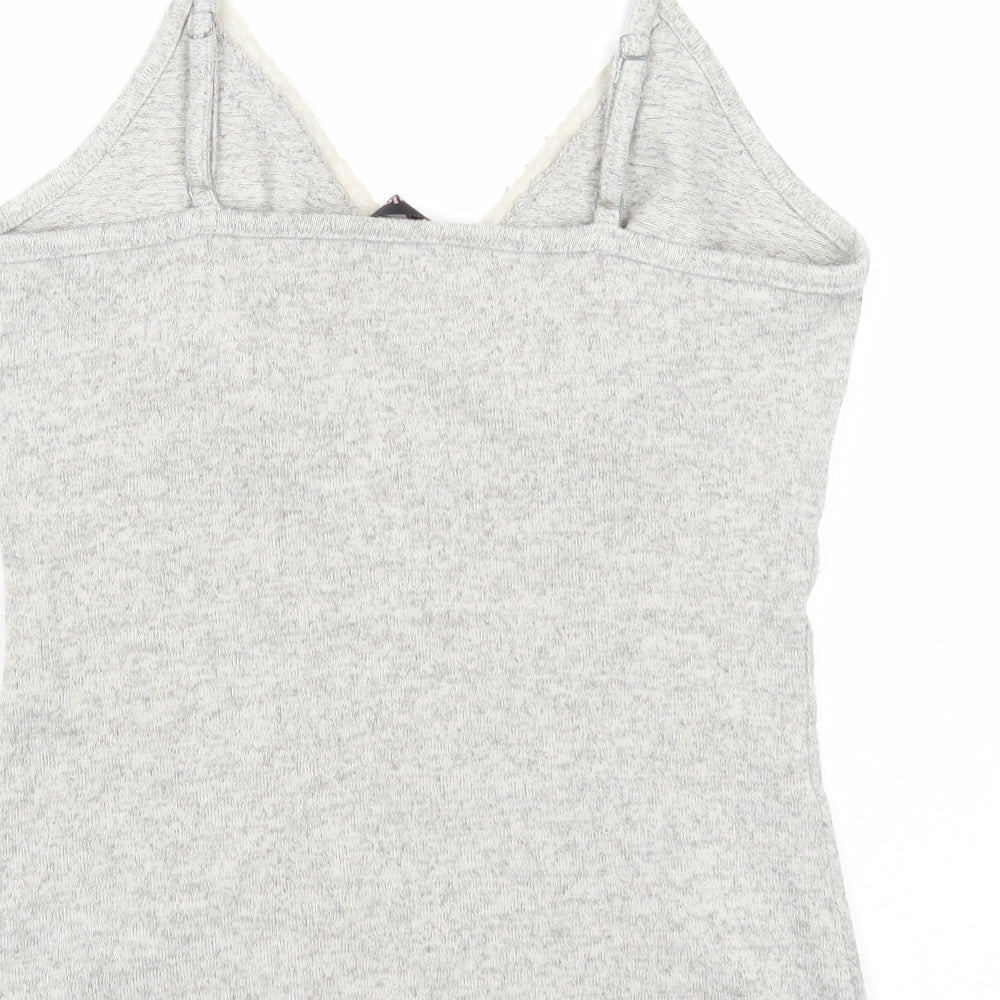 Feel Fabulous Womens Grey Polyester Basic Tank Size 10 V-Neck - Lace Neckline