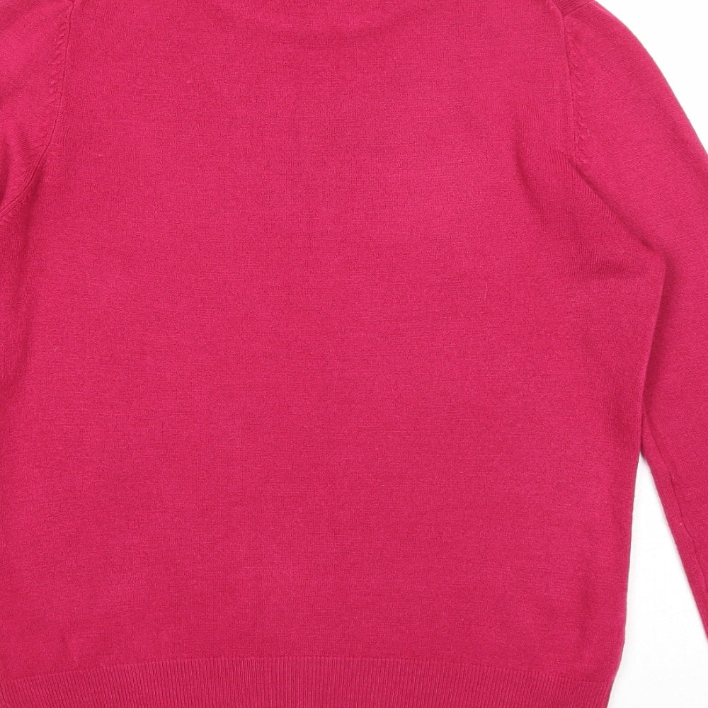 Marks & Spencer Womens Pink Mock Neck Acrylic Pullover Jumper Size 10