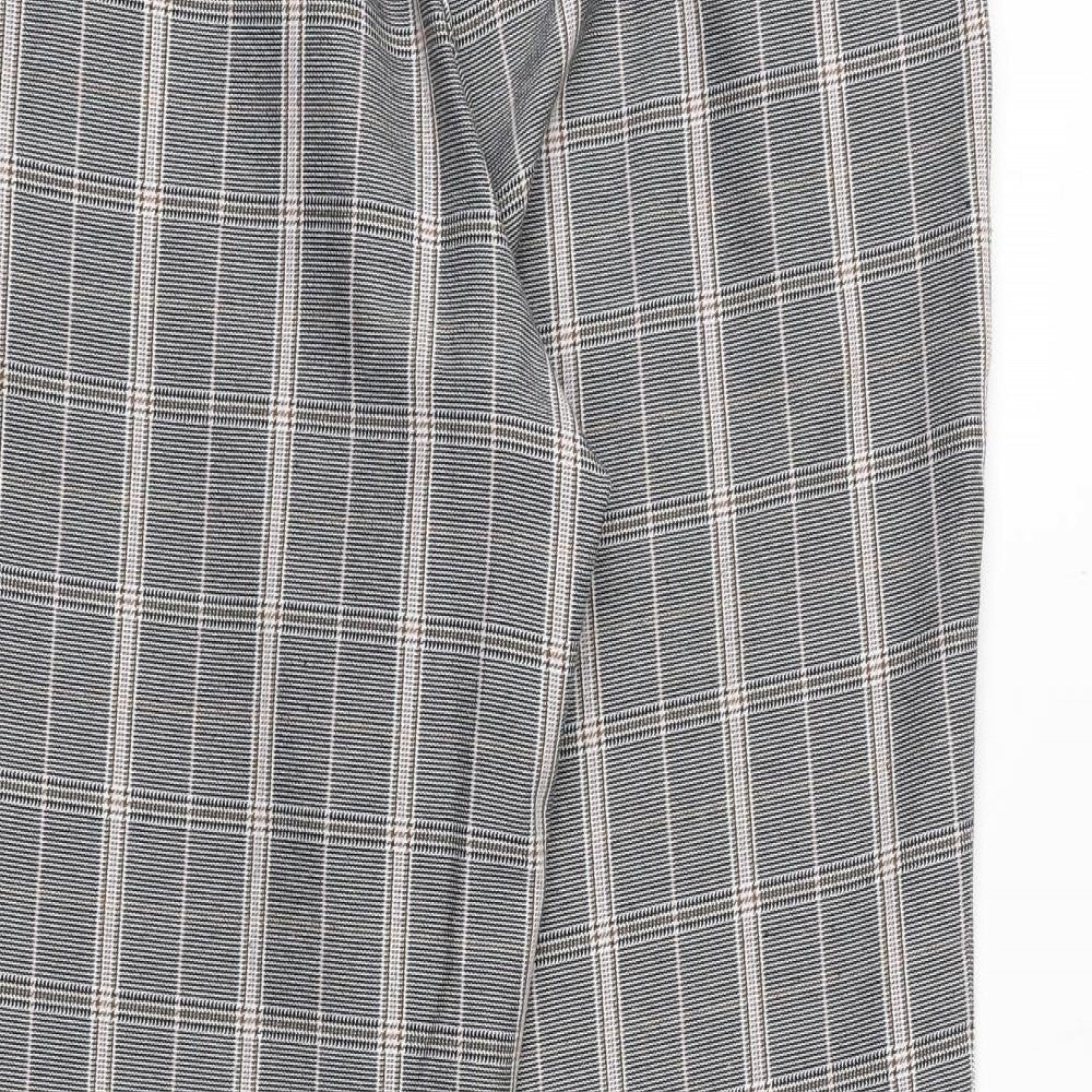 Dorothy Perkins Womens Grey Plaid Polyester Trousers Size 12 Regular Zip