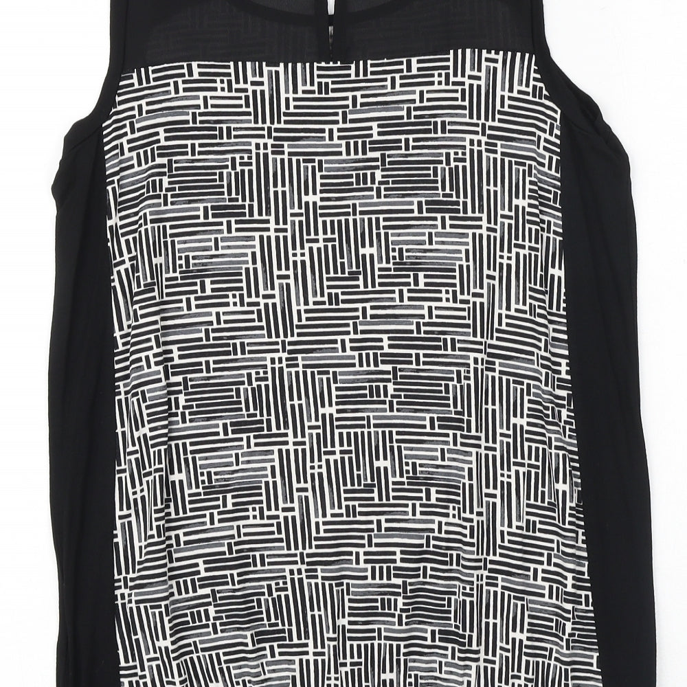 NEXT Womens Black Geometric Viscose Basic Tank Size 8 Round Neck