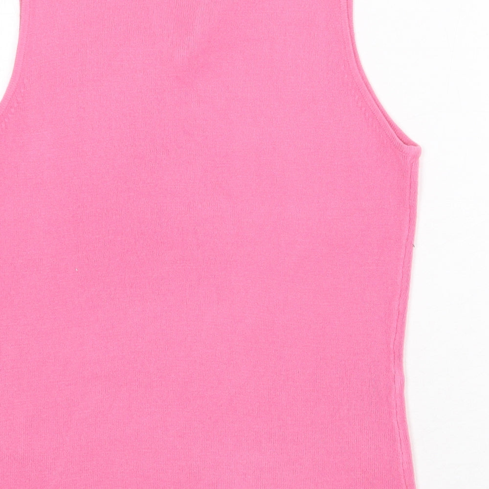 Paramour Womens Pink Acrylic Jersey Tank Size M V-Neck