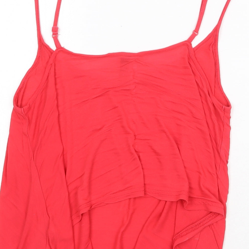 H&M Womens Red Viscose Basic Tank Size 10 Round Neck