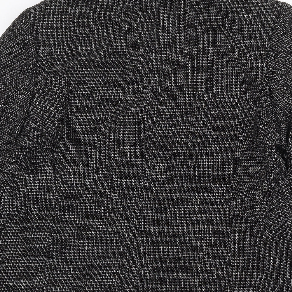 Preworn Womens Black Geometric Jacket Size 14 Zip