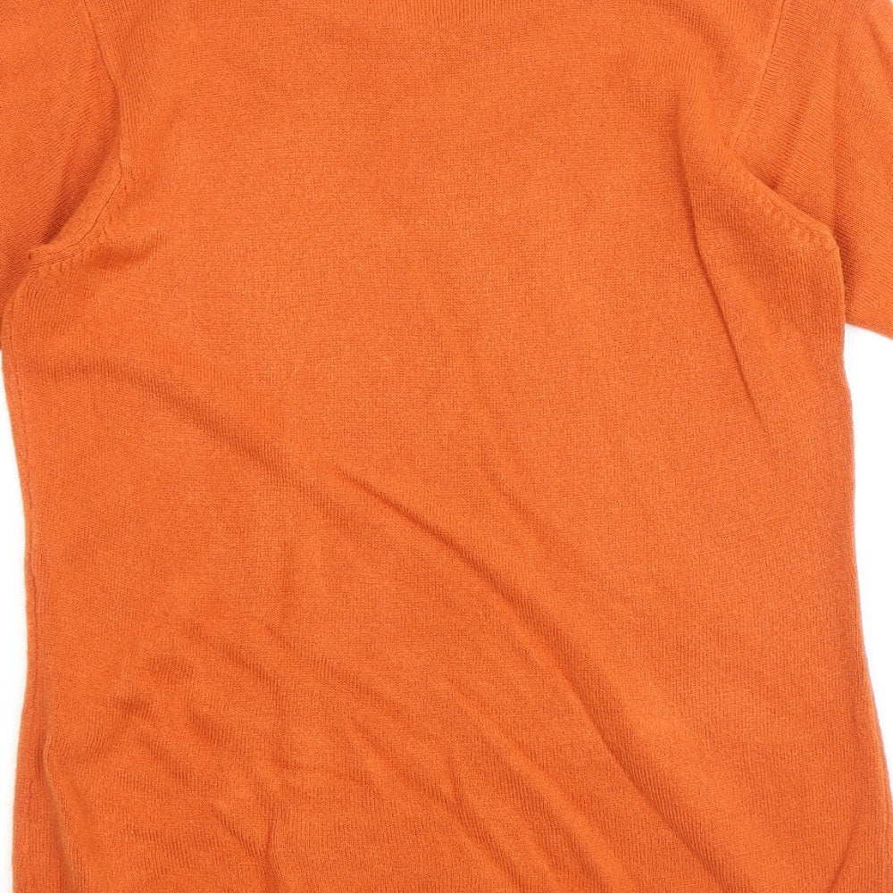 Daxon Womens Orange Round Neck Acrylic Pullover Jumper Size 10 - Lace Detail