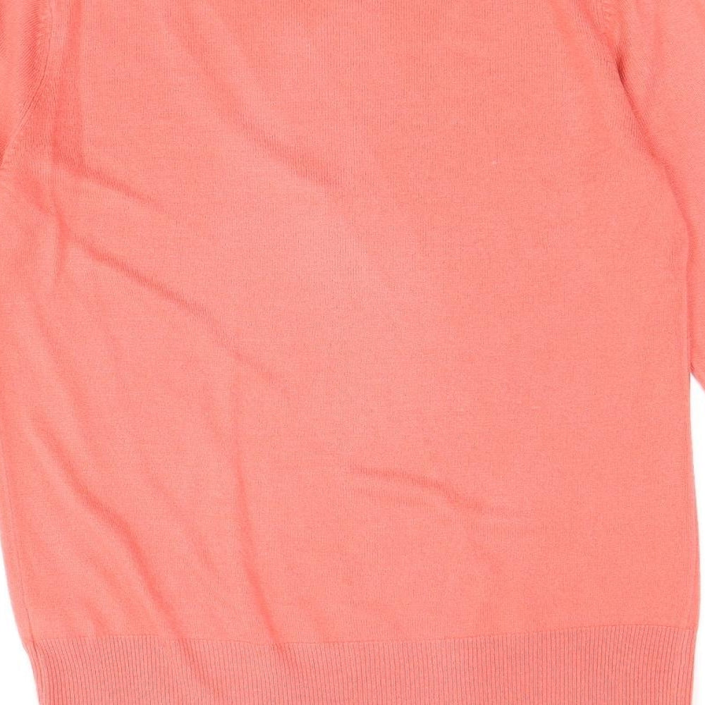 Essentials Womens Pink V-Neck Acrylic Pullover Jumper Size 12
