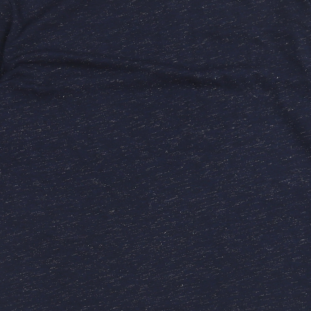 Monsoon Womens Blue Geometric Viscose Basic T-Shirt Size S Round Neck