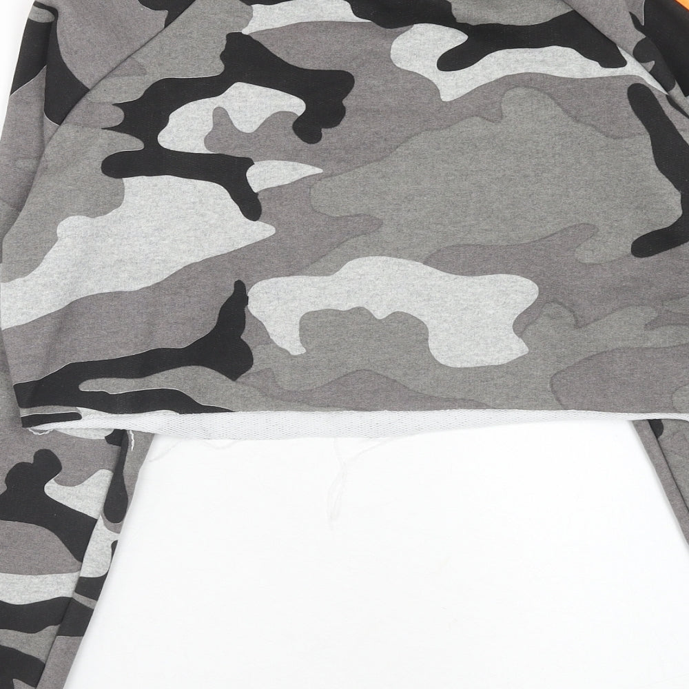 PRETTYLITTLETHING Womens Multicoloured Camouflage Cotton Pullover Sweatshirt Size 12 Pullover