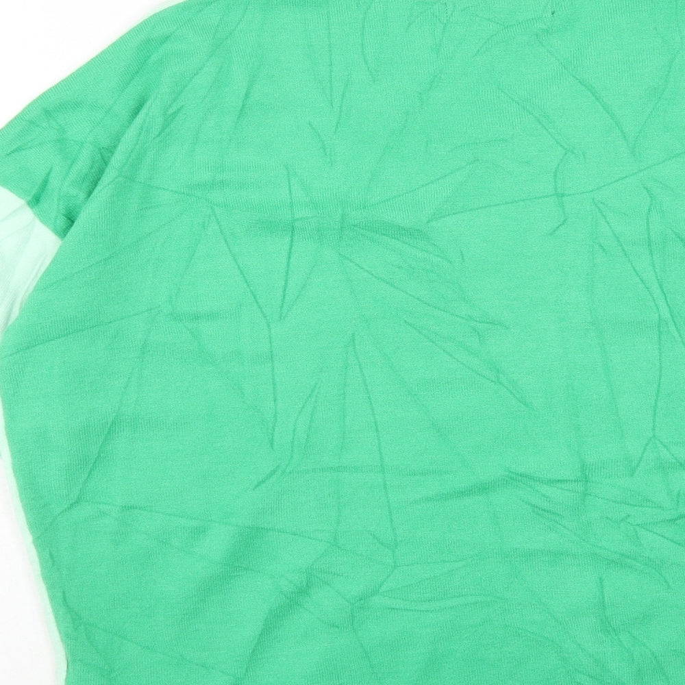 Marks and Spencer Womens Green V-Neck Viscose Pullover Jumper Size 14
