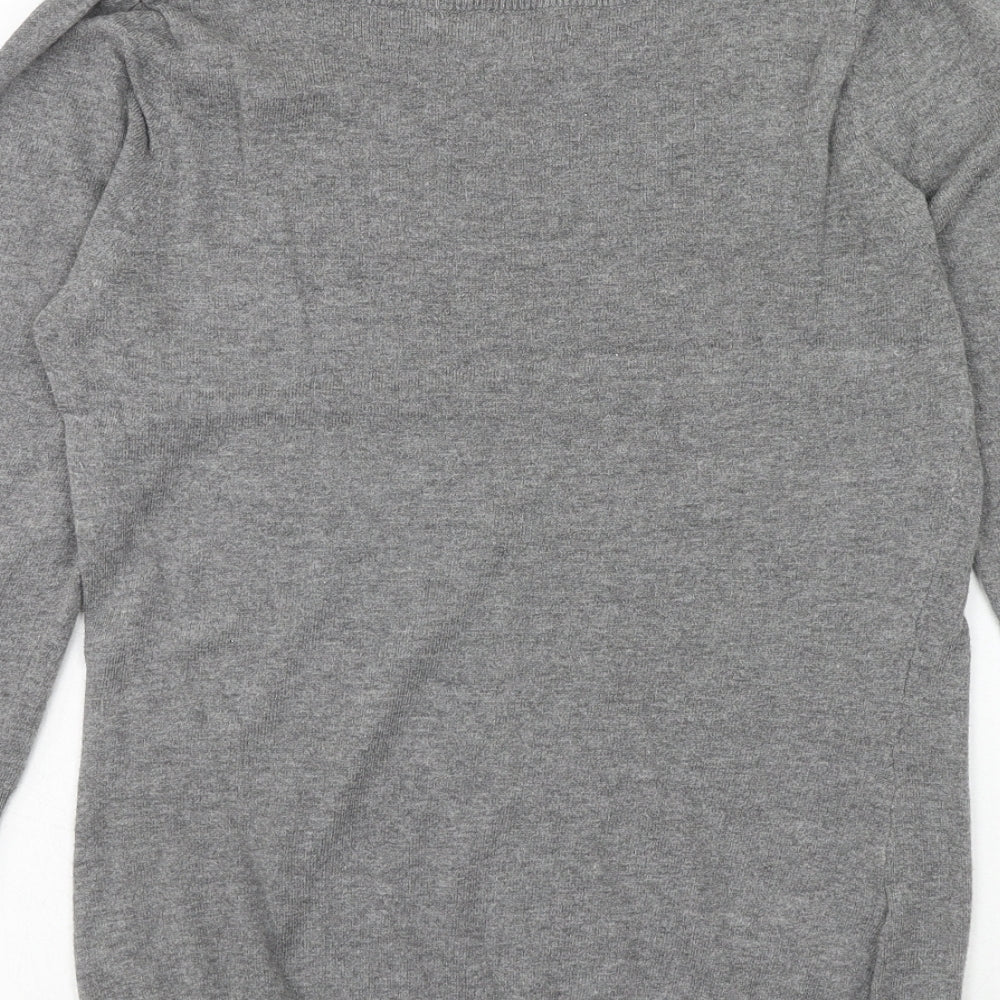 NEXT Womens Grey Boat Neck Cotton Pullover Jumper Size 8