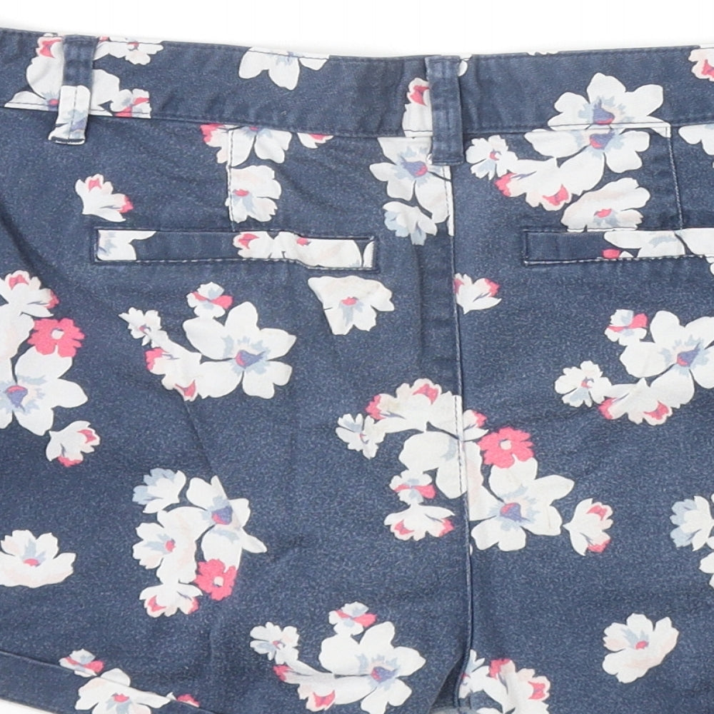 Amazon Essentials Womens Blue Floral Cotton Boyfriend Shorts Size 28 in Regular Zip