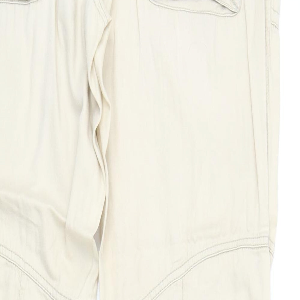 Jackpot Womens Beige Cotton Trousers Size 34 in Regular Zip - Ruched