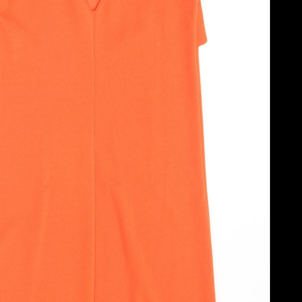 Mango Womens Orange Polyester A-Line Size S Round Neck Button