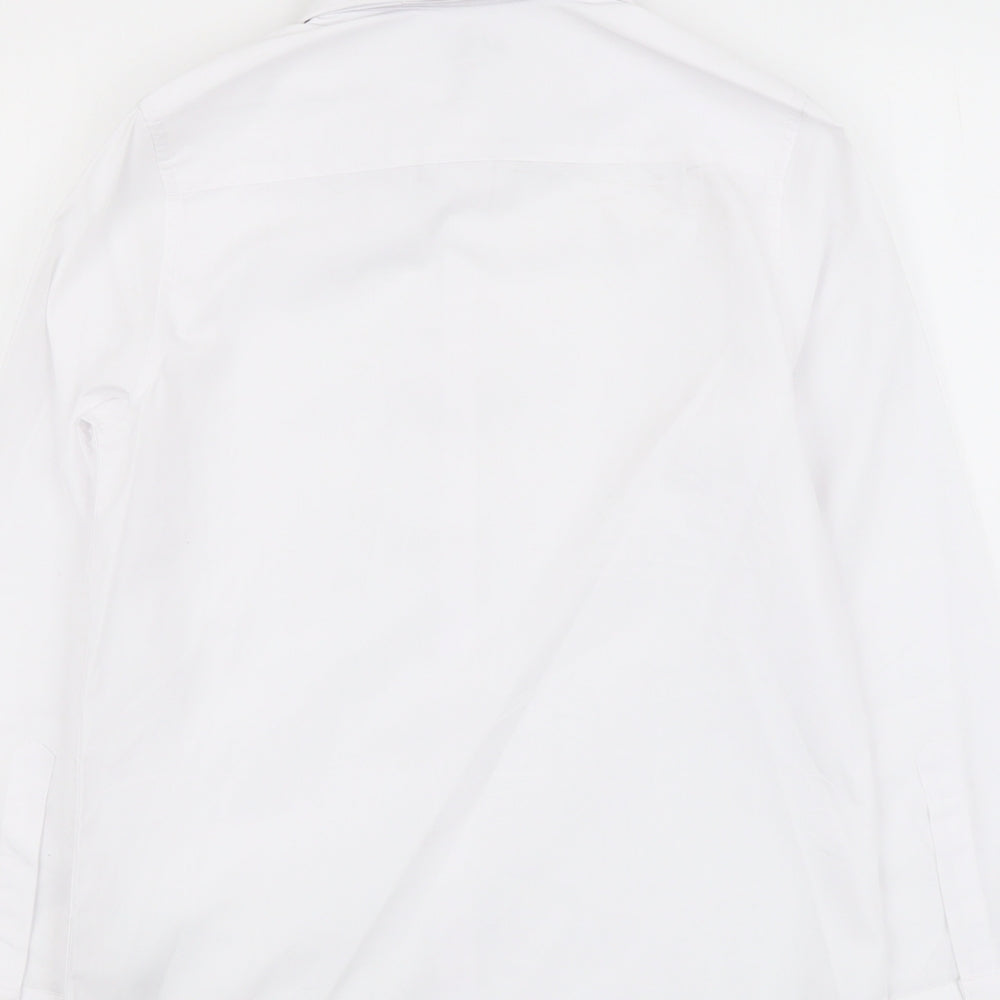 Marks & Spencer Boys White Polyester Basic Button-Up Size 10-11 Years Collared Button