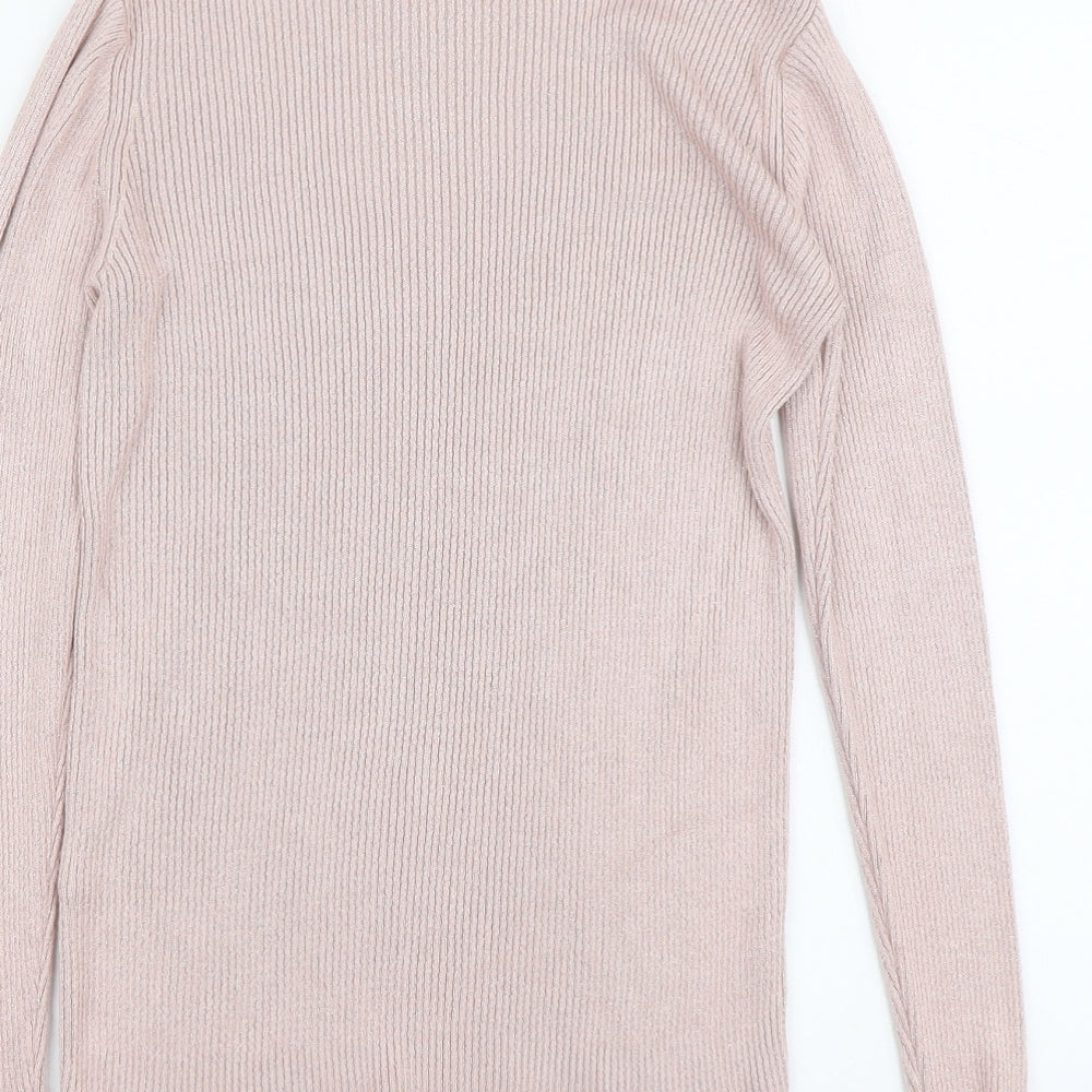 Papaya Womens Pink Boat Neck Viscose Pullover Jumper Size 10 - Ribbed