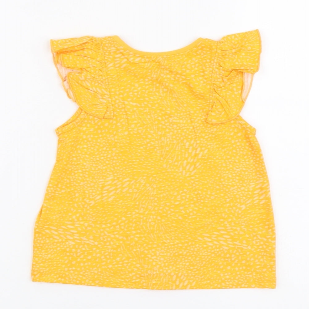 NEXT Girls Yellow Geometric Cotton Basic Tank Size 2 Years Round Neck Pullover