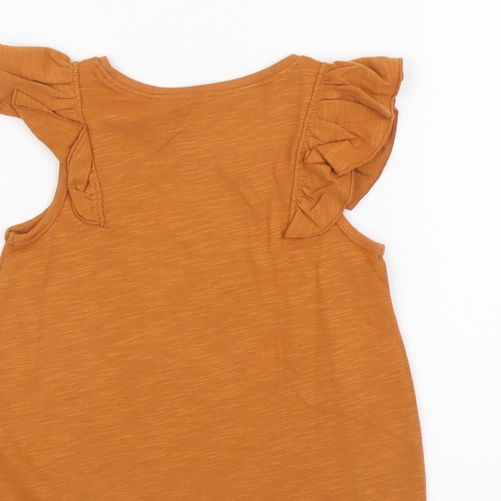 NEXT Girls Brown Cotton Basic Tank Size 2 Years Round Neck Pullover