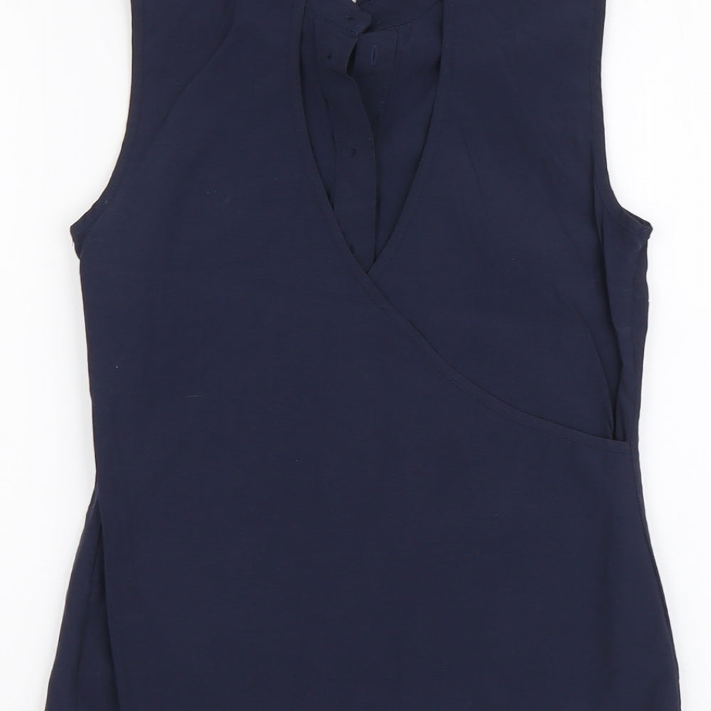 Atmosphere Womens Blue Cotton Basic Tank Size 4 Collared - Open Back