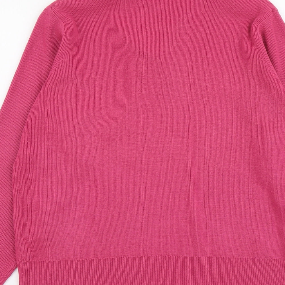 Damrat Womens Pink Collared Acrylic Pullover Jumper Size 10 - Scarf