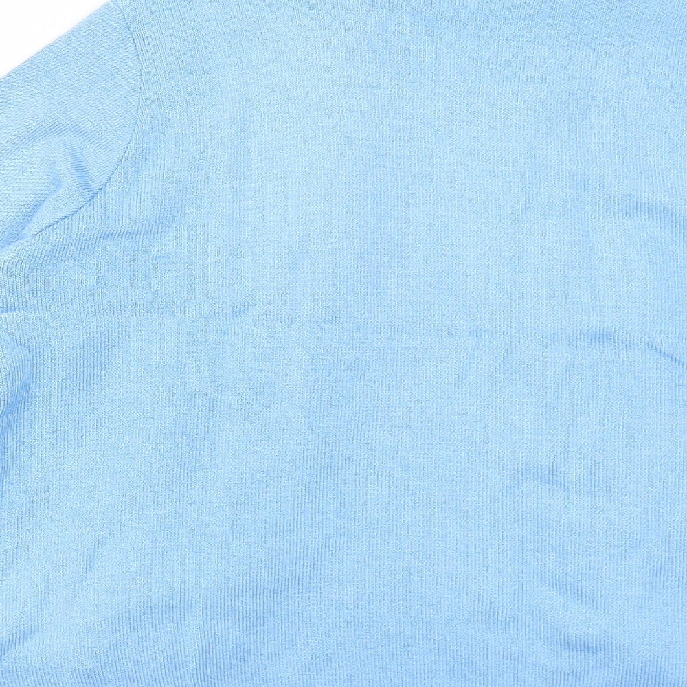 Lizzi Womens Blue Striped Acrylic Basic Blouse Size M Round Neck - Twin Set