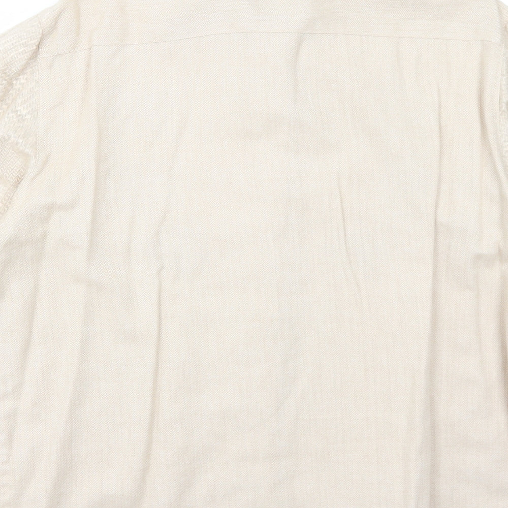 Damart Womens Beige Cotton Basic Button-Up Size 12 Collared