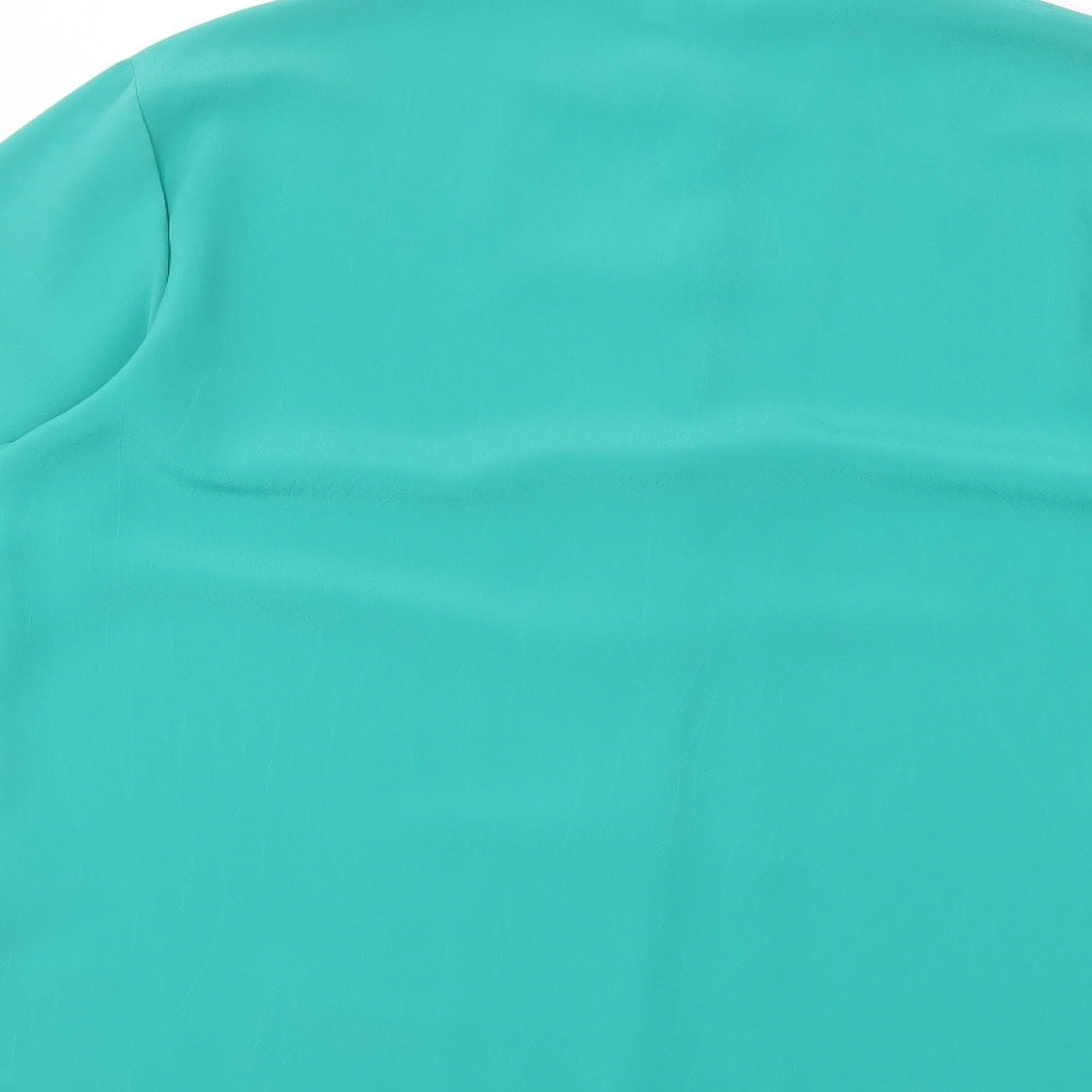 Soon Womens Green Polyester Basic Button-Up Size 12 Mock Neck