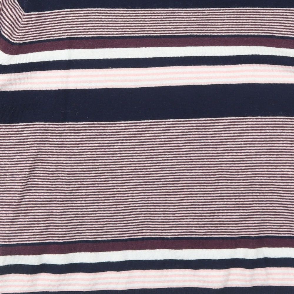 Great Plains Womens Multicoloured Mock Neck Striped Cotton Pullover Jumper Size XS