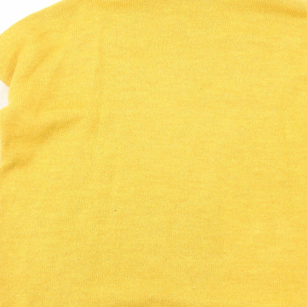 Peacocks Womens Yellow Roll Neck Geometric Acrylic Pullover Jumper Size M
