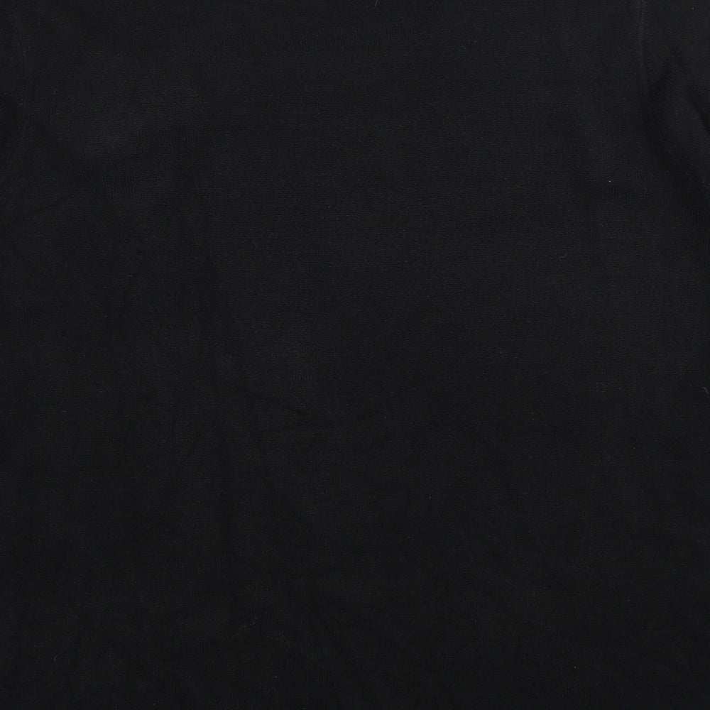 Berkertex Womens Black Round Neck Acrylic Pullover Jumper Size 20 - Flower Detail