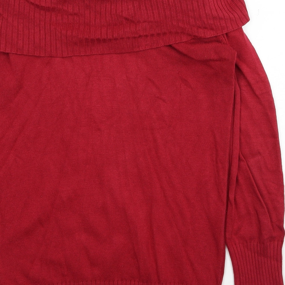 ZOOMP Womens Red Roll Neck Cotton Pullover Jumper Size M