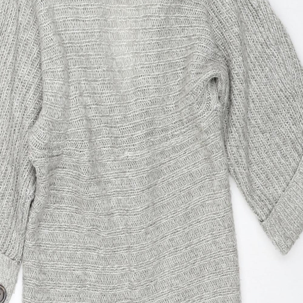 VILA Womens Grey Collared Acrylic Cardigan Jumper Size S