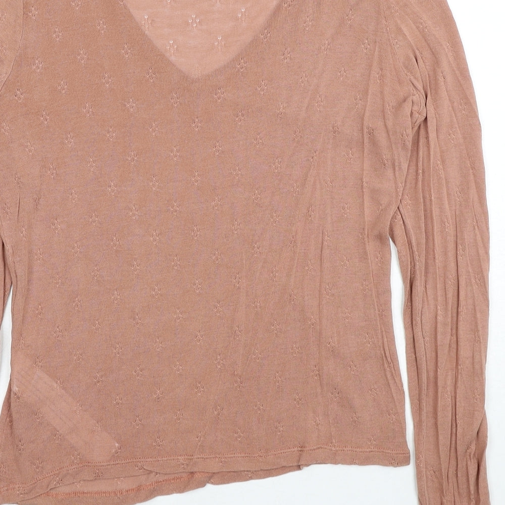 Intropia Womens Beige V-Neck Lyocell Pullover Jumper Size XS