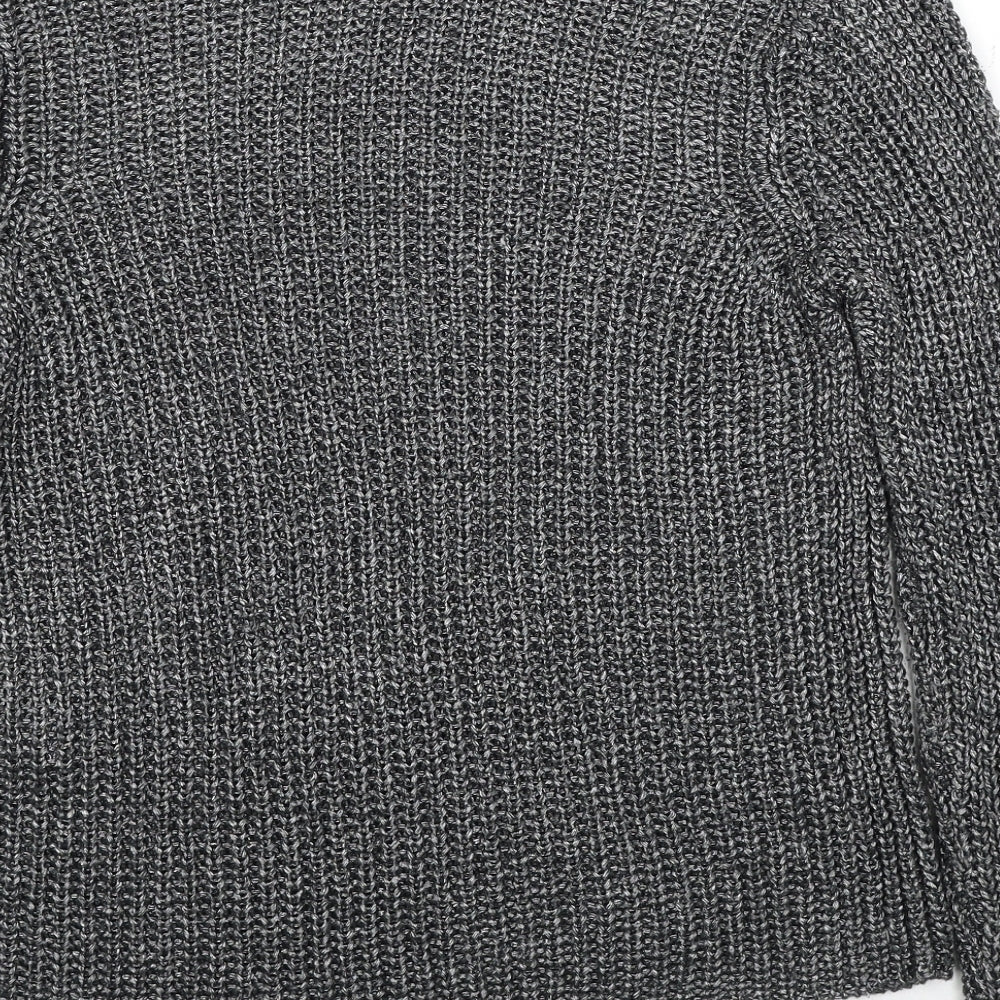 Marks & Spencer Womens Grey Boat Neck Acrylic Pullover Jumper Size 14