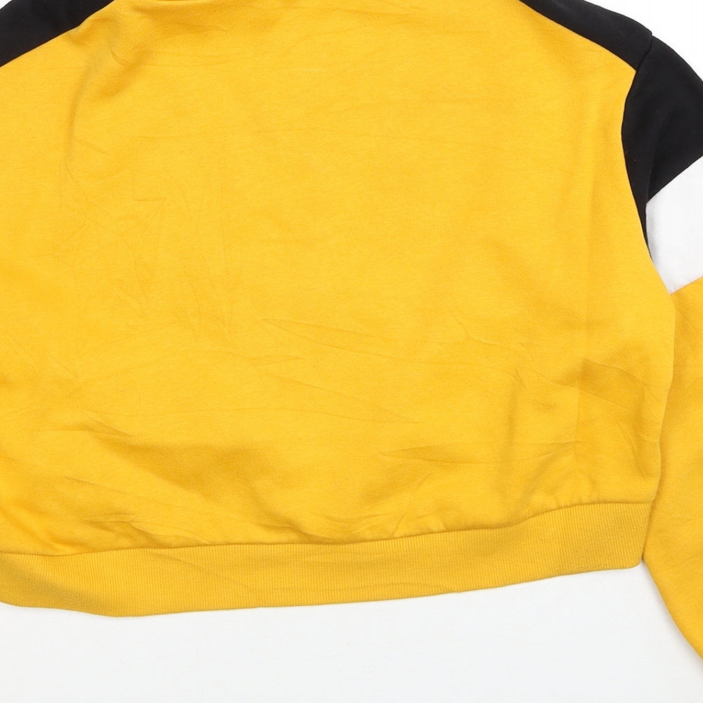 Divided by H&M Womens Yellow Colourblock Cotton Pullover Sweatshirt Size S Pullover