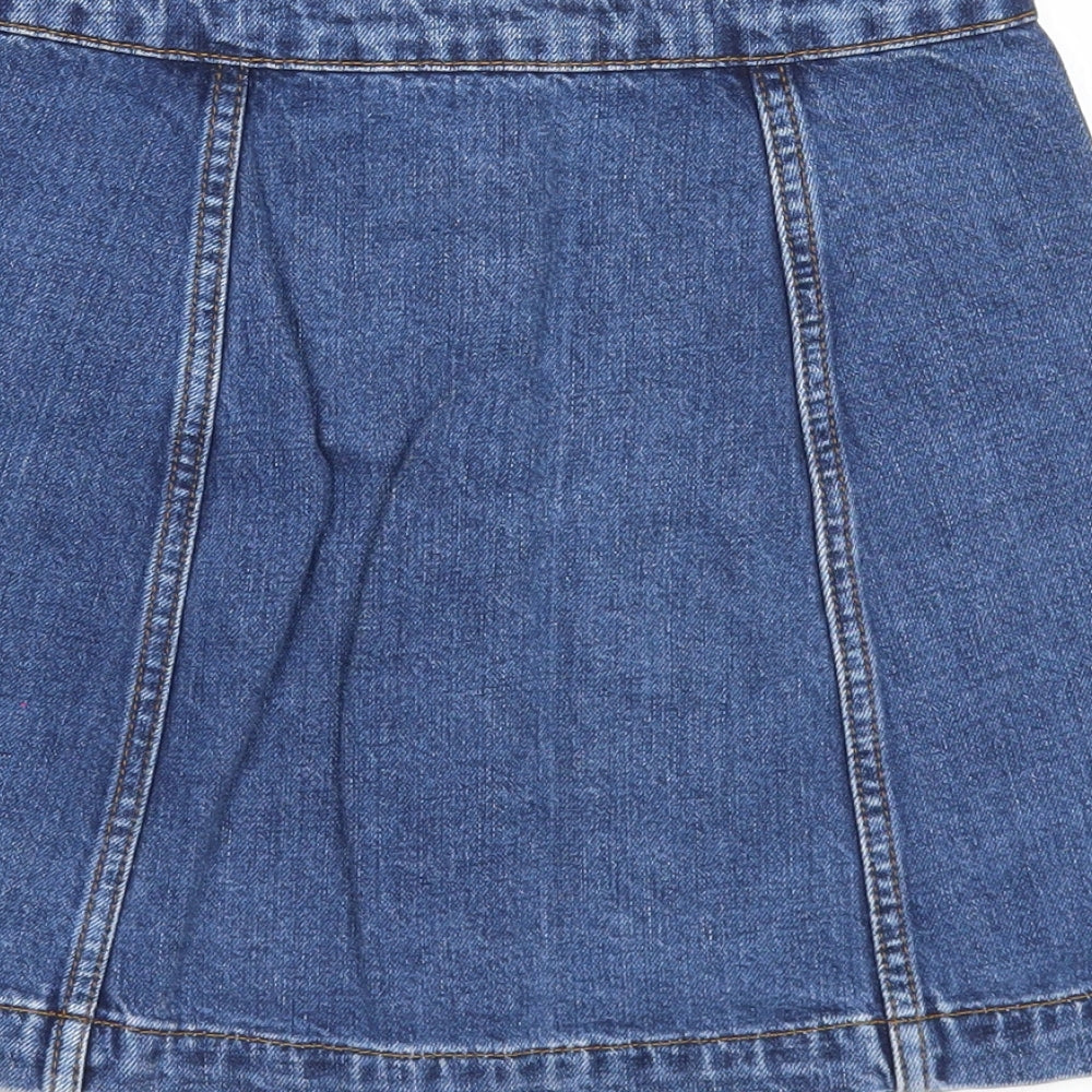 Topshop Womens Blue Cotton A-Line Skirt Size 26 in Button