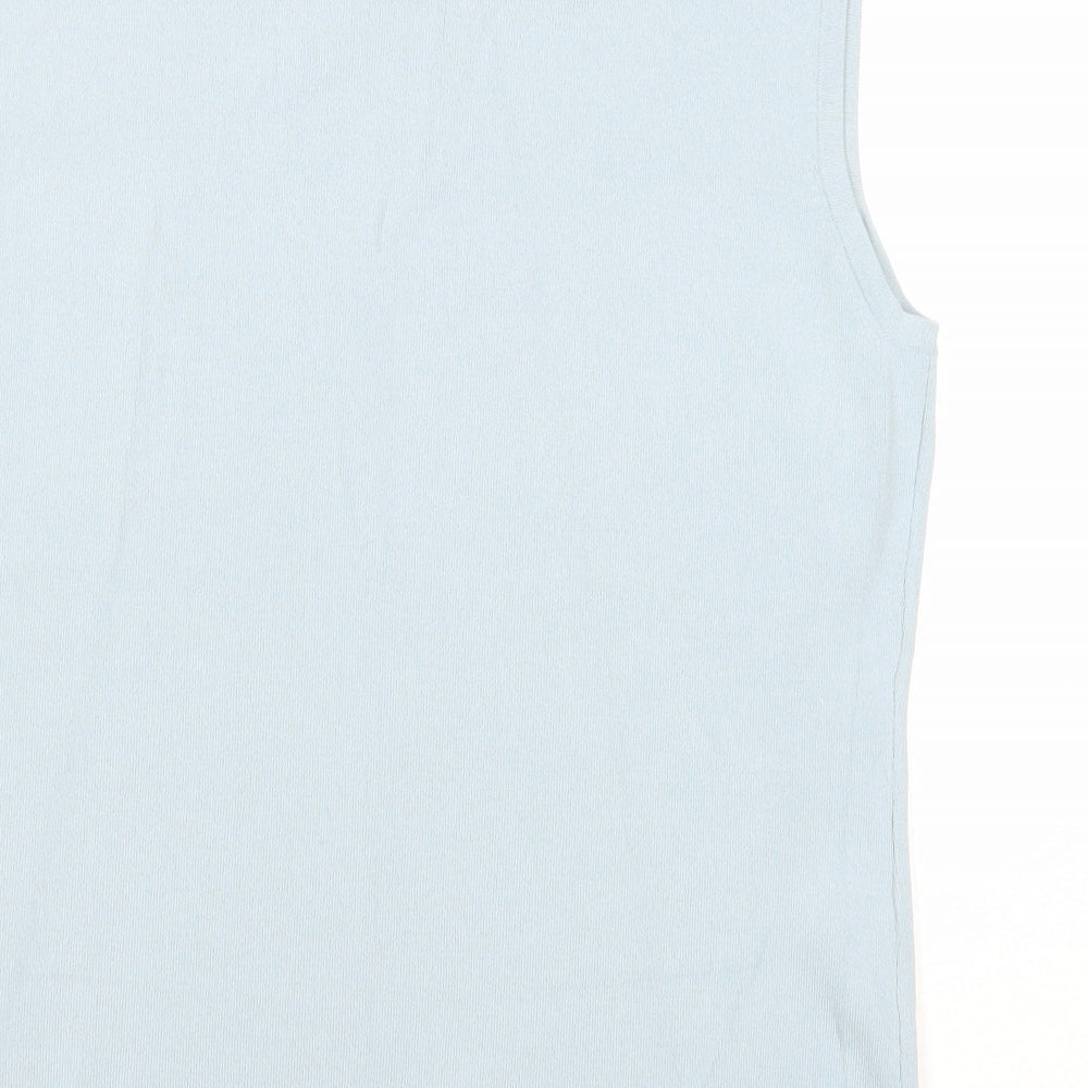 Bonmarché Womens Blue Viscose Basic Blouse Size L Round Neck - Embellished Neckline