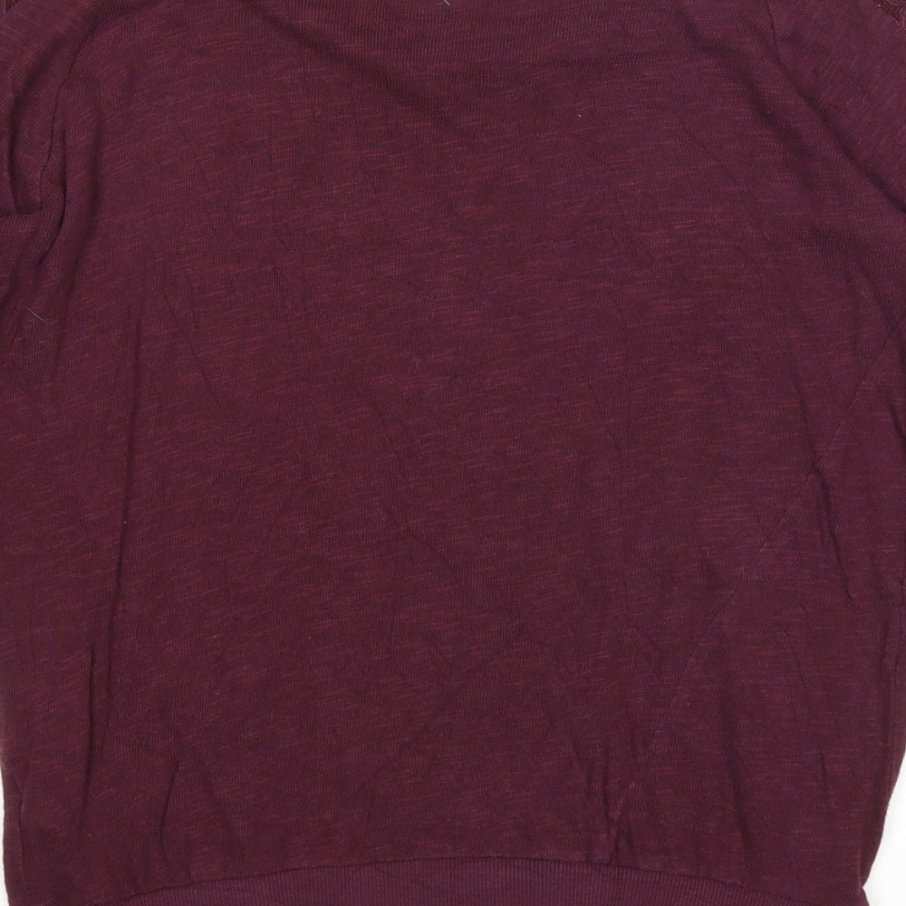 New Look Womens Purple Boat Neck Cotton Pullover Jumper Size 8 - Lace Detail
