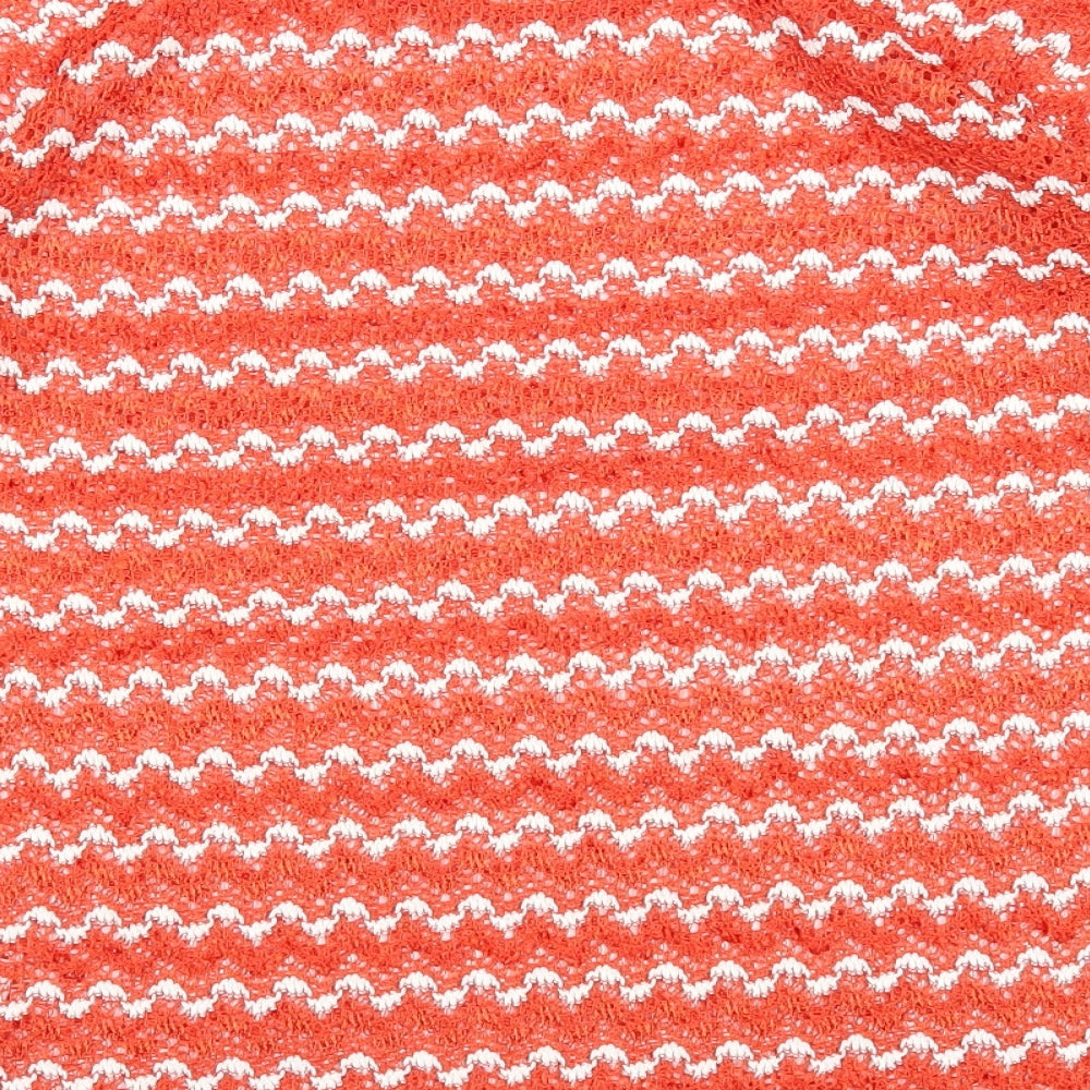 NEXT Womens Orange Boat Neck Geometric Polyester Pullover Jumper Size 8