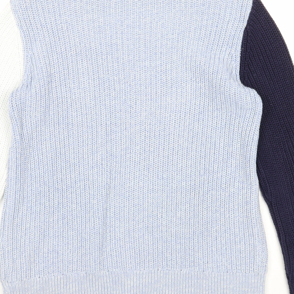 Marks & Spencer Womens Blue Boat Neck Cotton Pullover Jumper Size S