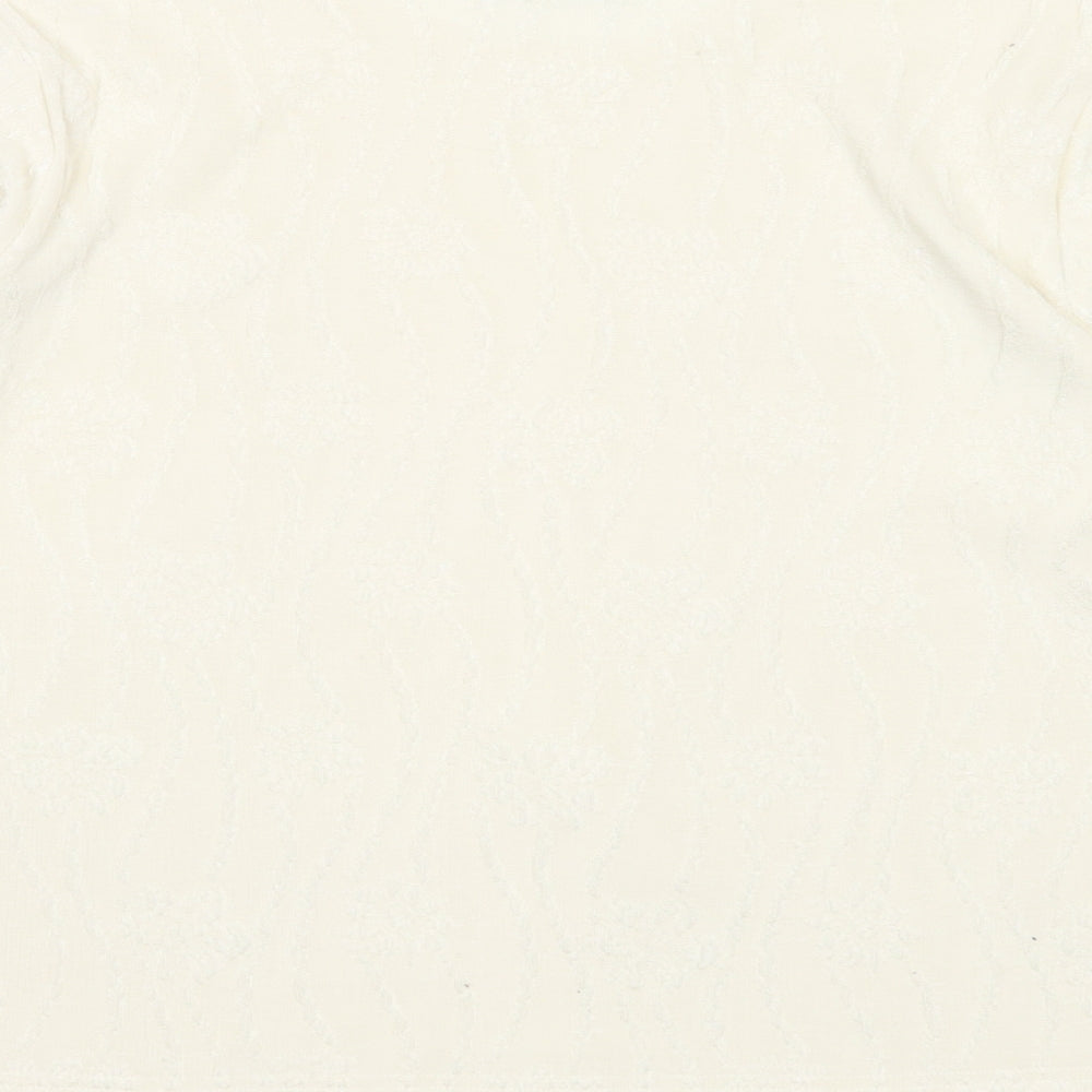 Emreco Womens White Round Neck Polyester Pullover Jumper Size 12