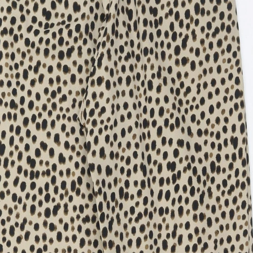 Monki Womens Brown Animal Print Polyester Trousers Size 26 in Regular - Cheetah Print