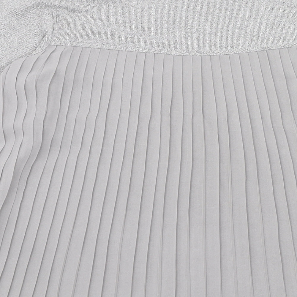 Klass Womens Grey Boat Neck Polyester Pullover Jumper Size M - Chiffon Detail
