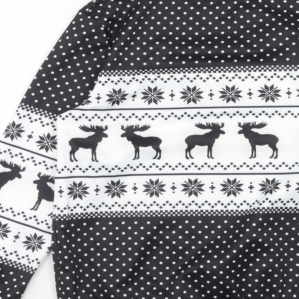 Preworn Womens Black Fair Isle Polyester Pullover Sweatshirt Size L Pullover
